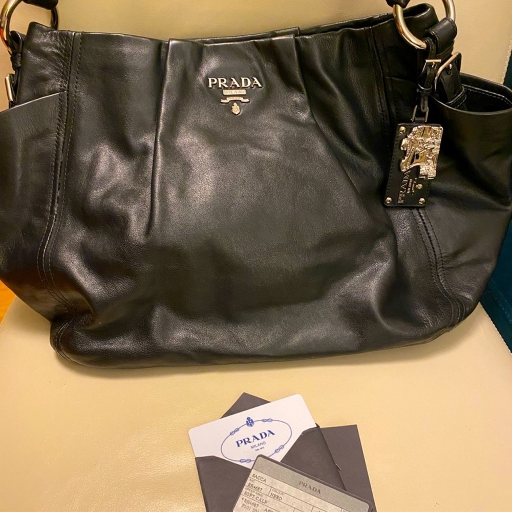 Authentic Prada Vitello Napa ruffle tote Brand New never used once